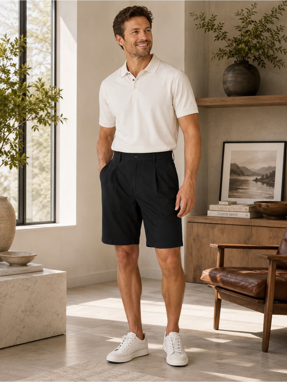 IZOD Golf Black Microfiber Pleated Shorts Men’s Performance Casual NWT 38W